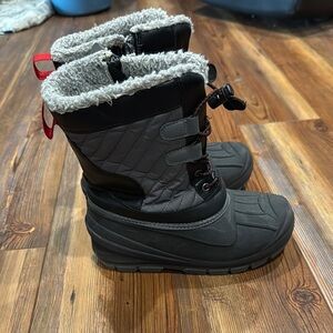 Cat & Jack Black and Gray Rain & Snow Boots with Fur Lining